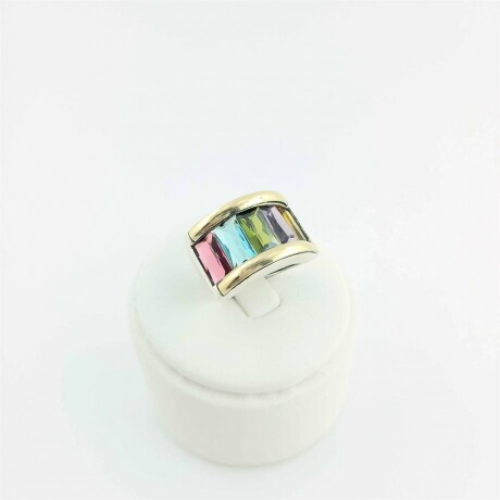 Anillo de plata 925 con detalles de double en oro 18 Ktes, multicolor. Anillo de plata 925 con detalles de double en oro 18 Ktes, multicolor.