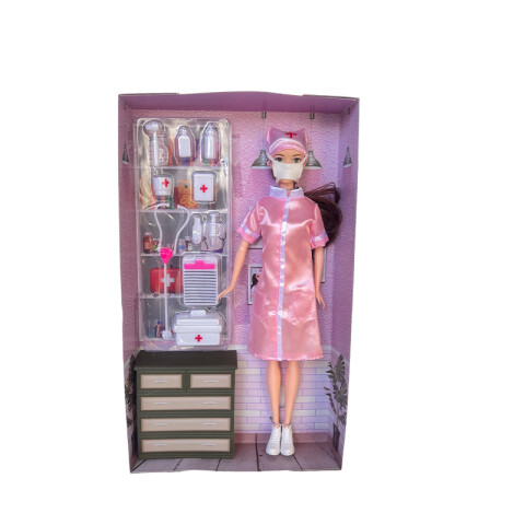 Outlet Muñeca Enfermera c/tapa boca y accesorios 32.5*5*19cm Outlet Muñeca Enfermera C/tapa Boca Y Accesorios 32.5*5*19cm
