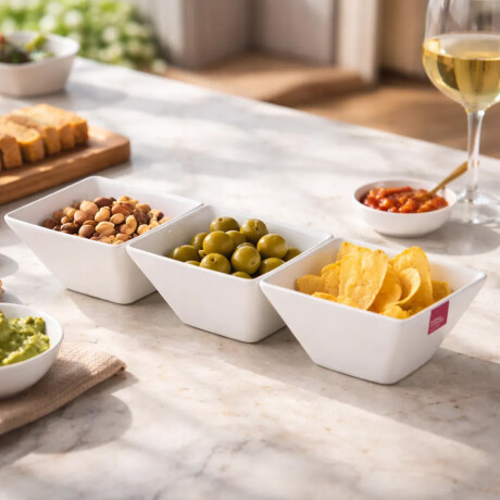Copetinero Le Chef Rectangular con 3 Divisiones 35x11.5x6Cm Blanco