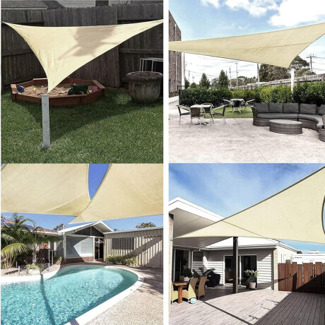 Toldo Lona Vela Triangular 3.6x3.6x3.6Mt Sombra p/ Exterior Crema
