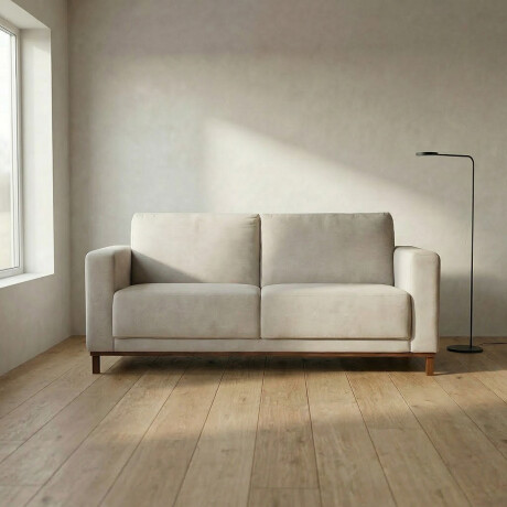 Sofá Barcelo - Tela Microfibra - 2 cuerpos Kruger 02-152 (Beige)