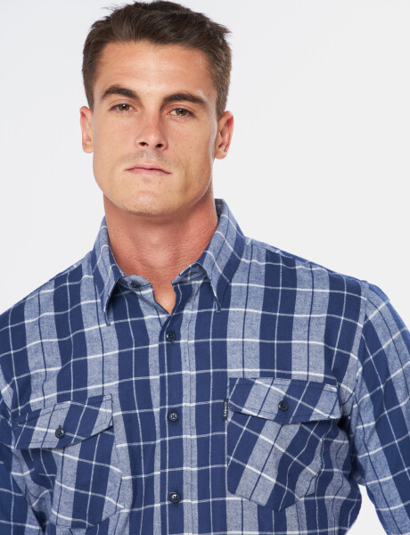 CAMISA DE VIYELA A CUADROS Azul