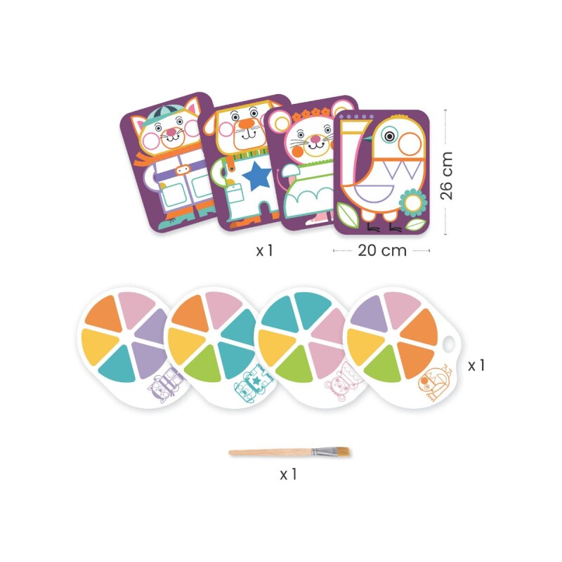 Set x4 Láminas con paleta de acuarelas Gatos