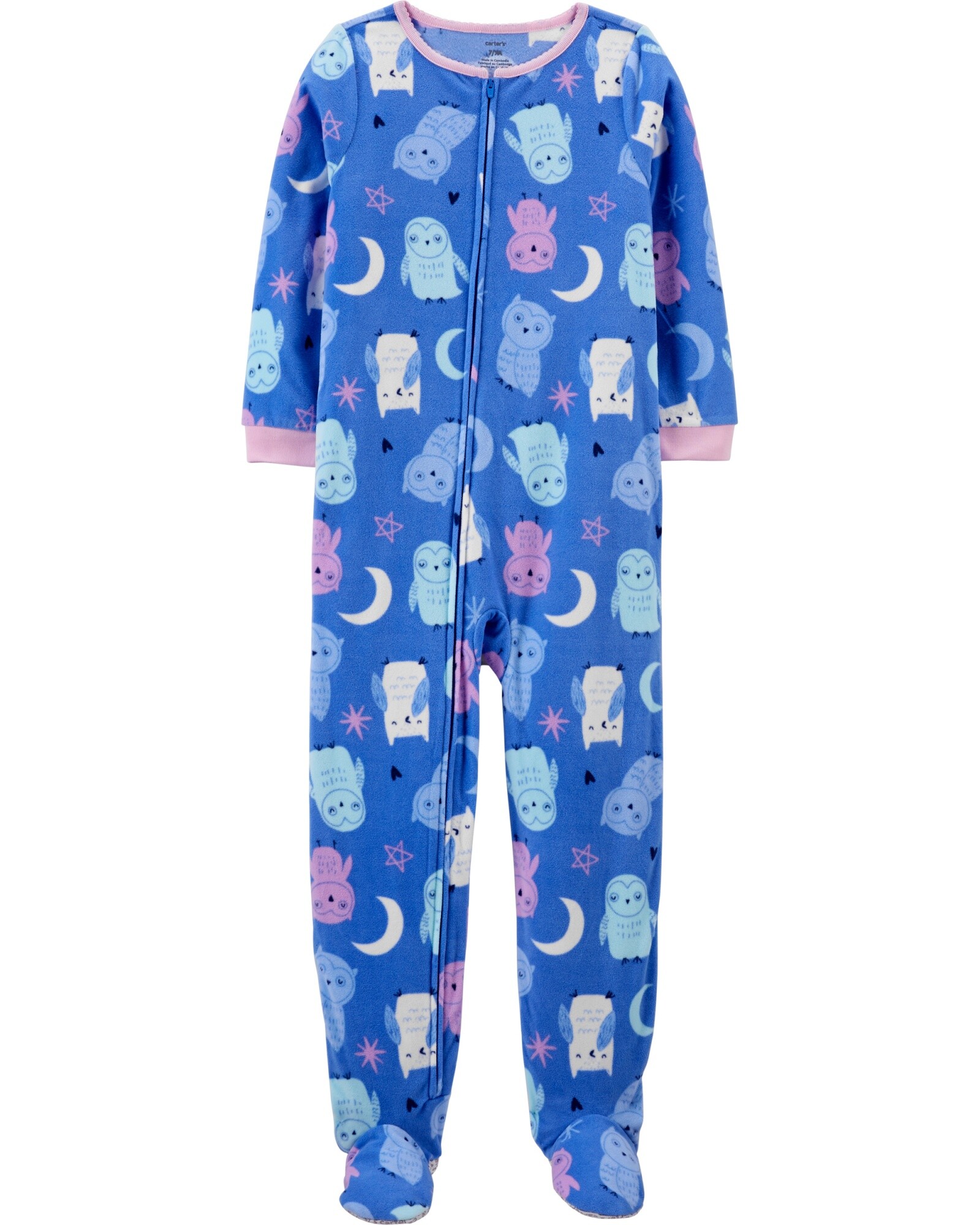 Pijama de 1 pieza de micropolar con pie buhos 0