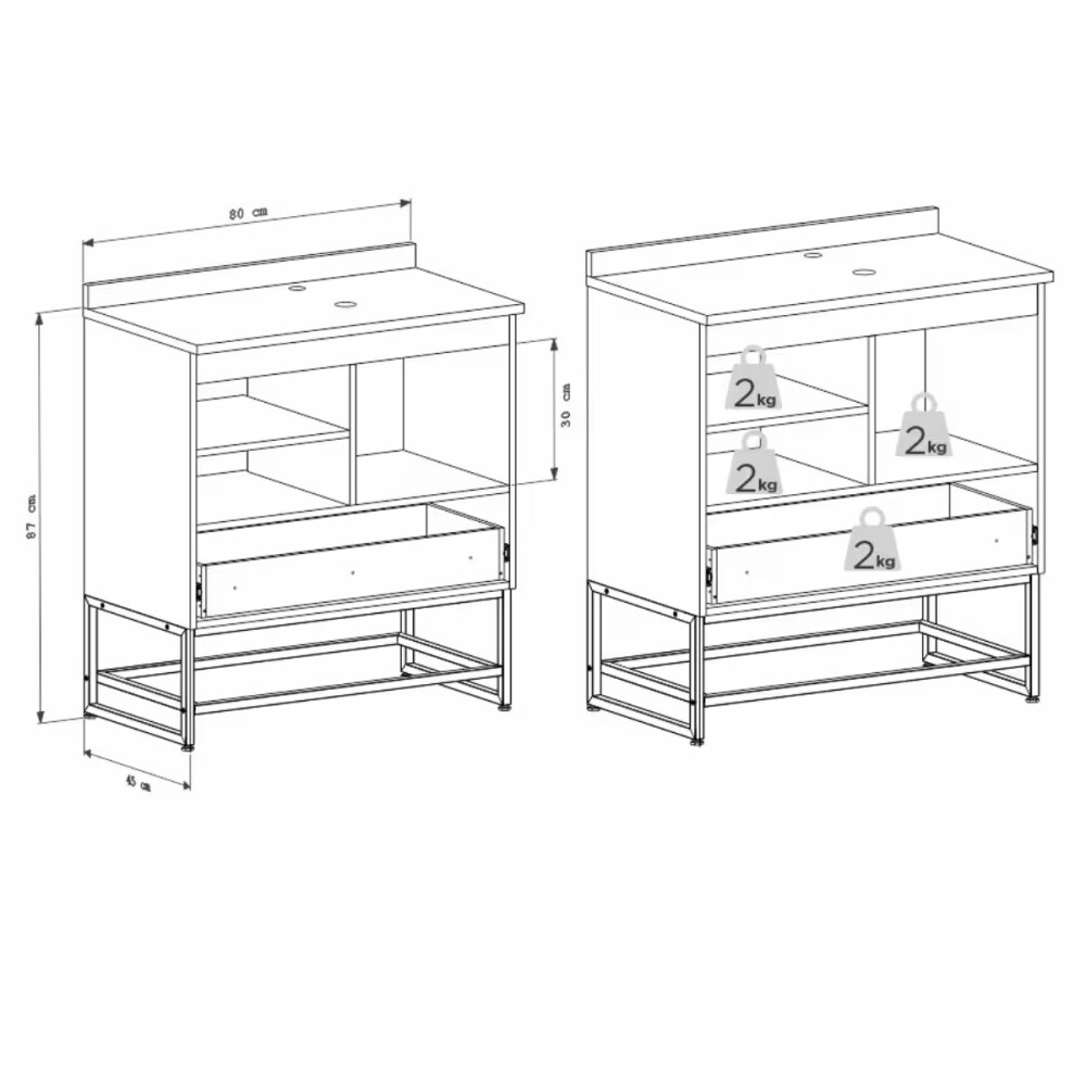 Mueble de baño de pie Suez Verde 80cm mesada granito sin bacha Mueble De Baño De Pie Suez Verde 80cm Mesada Granito Sin Bacha