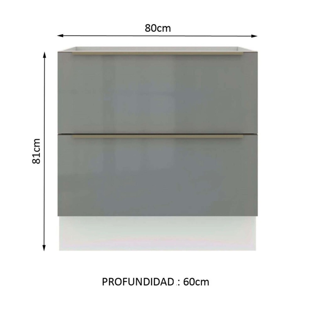 BAJO MESADA 80 CM MDP-Y-VIDRIO BLANCO LUX