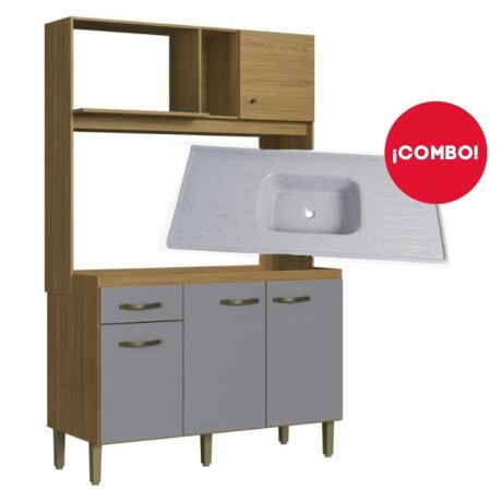 COMBO COCINA COMPACTA 1,22 MT IPE/GRIS + MESADA MARMOLINA PILETA AL MEDIO GRIS COMBO COCINA COMPACTA 1,22 MT IPE/GRIS + MESADA MARMOLINA PILETA AL MEDIO GRIS