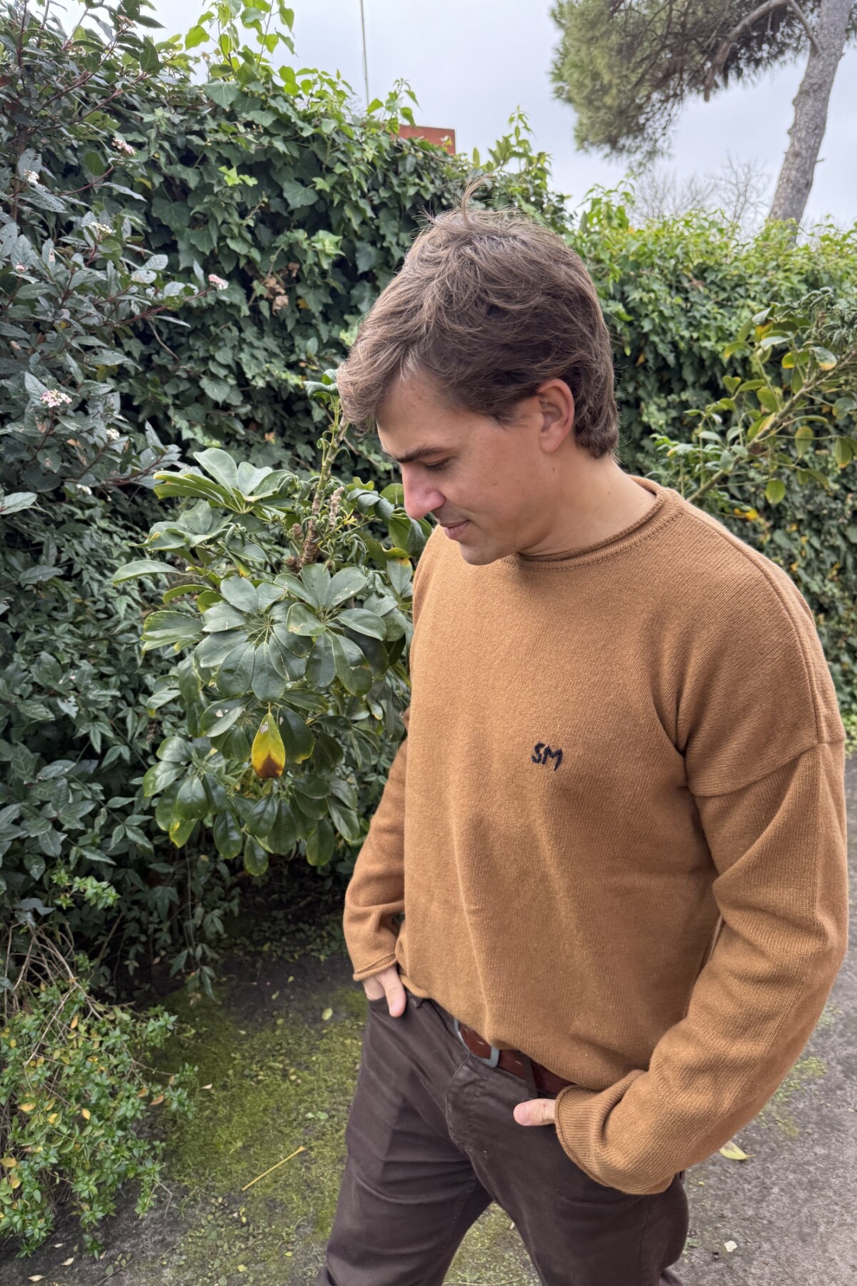 Wool Sweater Men Camel