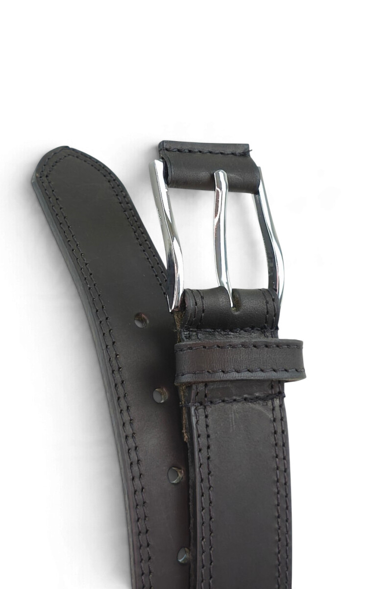 Cinturón de cuero vacuno jeanero de 3.5cm Negro