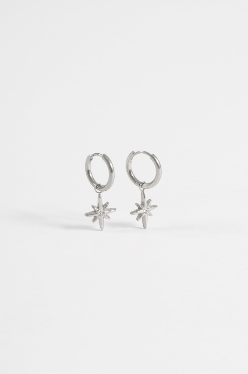 Aros acero estrella strass - plateado 