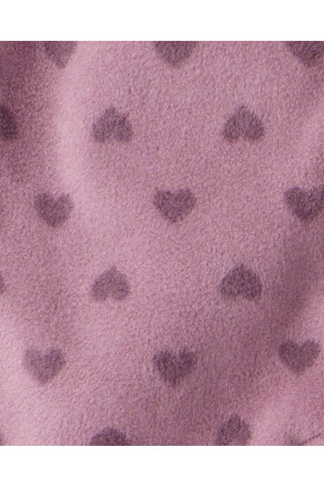 Pijama una pieza de micropolar, con pie, púrpura, diseño corazones Sin color