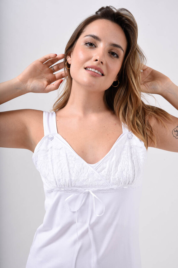 Camisón Maternal con Encaje Blanco