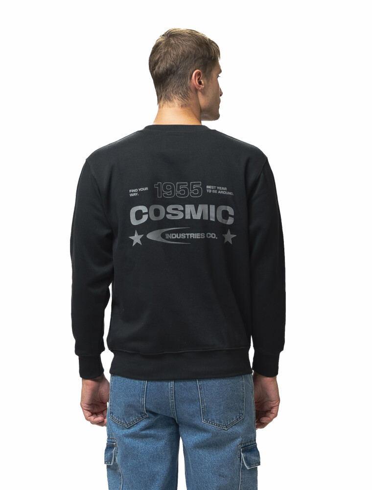 Buzo de Felpa Cuello Base Estampado Sidney Negro