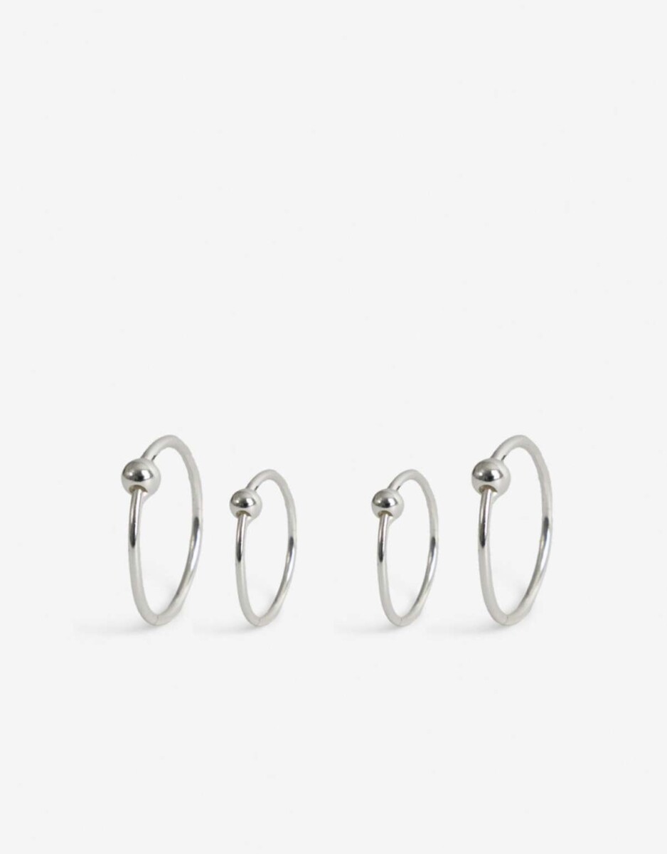 Set De Argollas Plata 925 - Plateado 