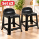 Set x2 Banqueta con respaldo apilable resistente NEGRO