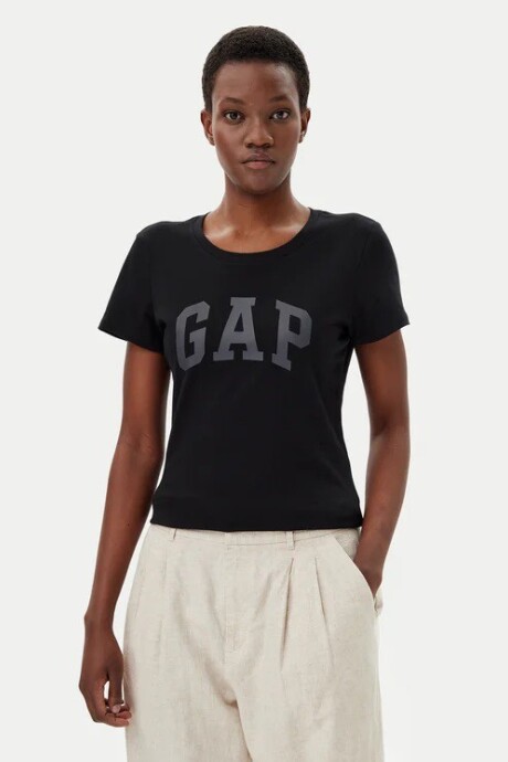 Remera Logo Gap Manga Corta Mujer True Black
