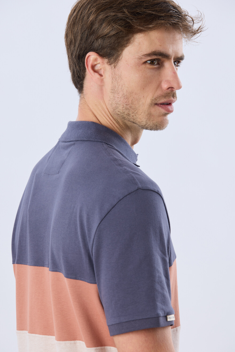 REMERA POLO RAYADA JERSEY Azul Oscuro