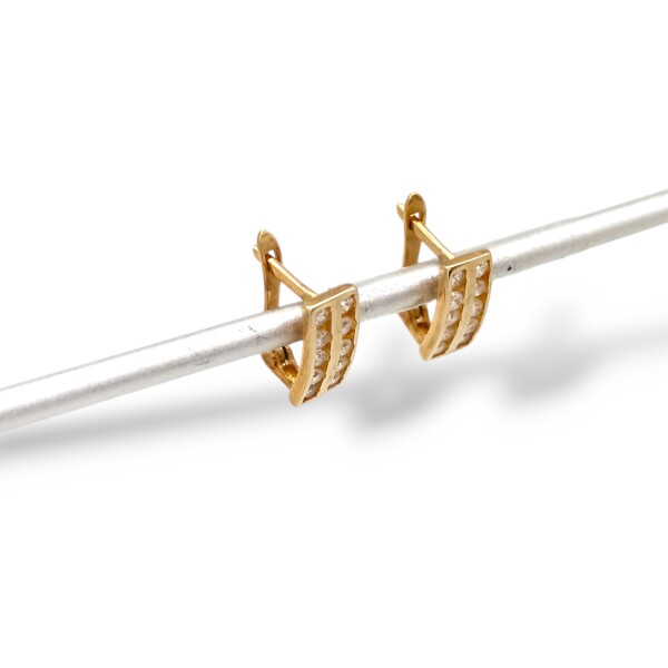 Caravanas Zirconia Doble fila oro- Oro bajo - Zirconia - CA8109 conpiedra