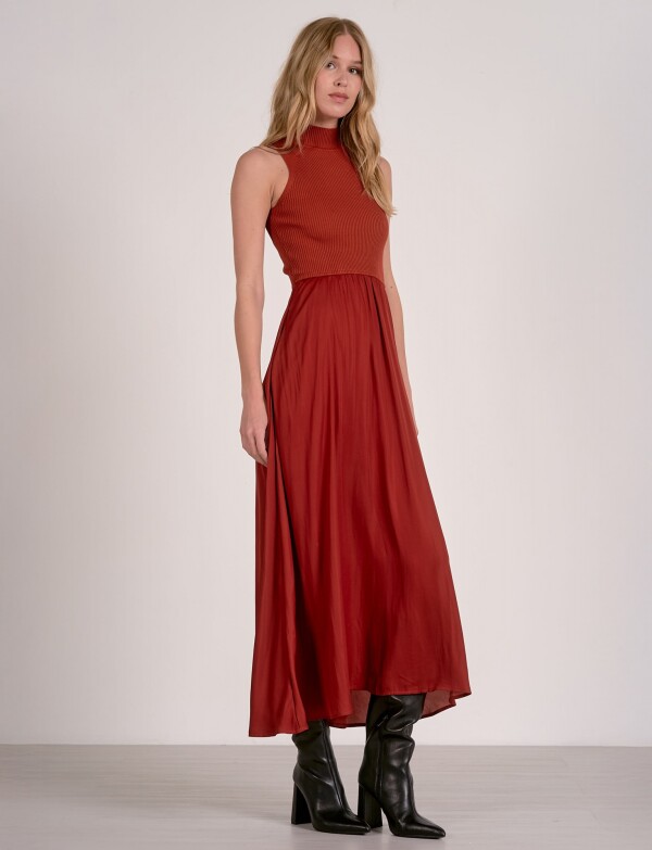Vestido Maxi Combinado TERRACOTA