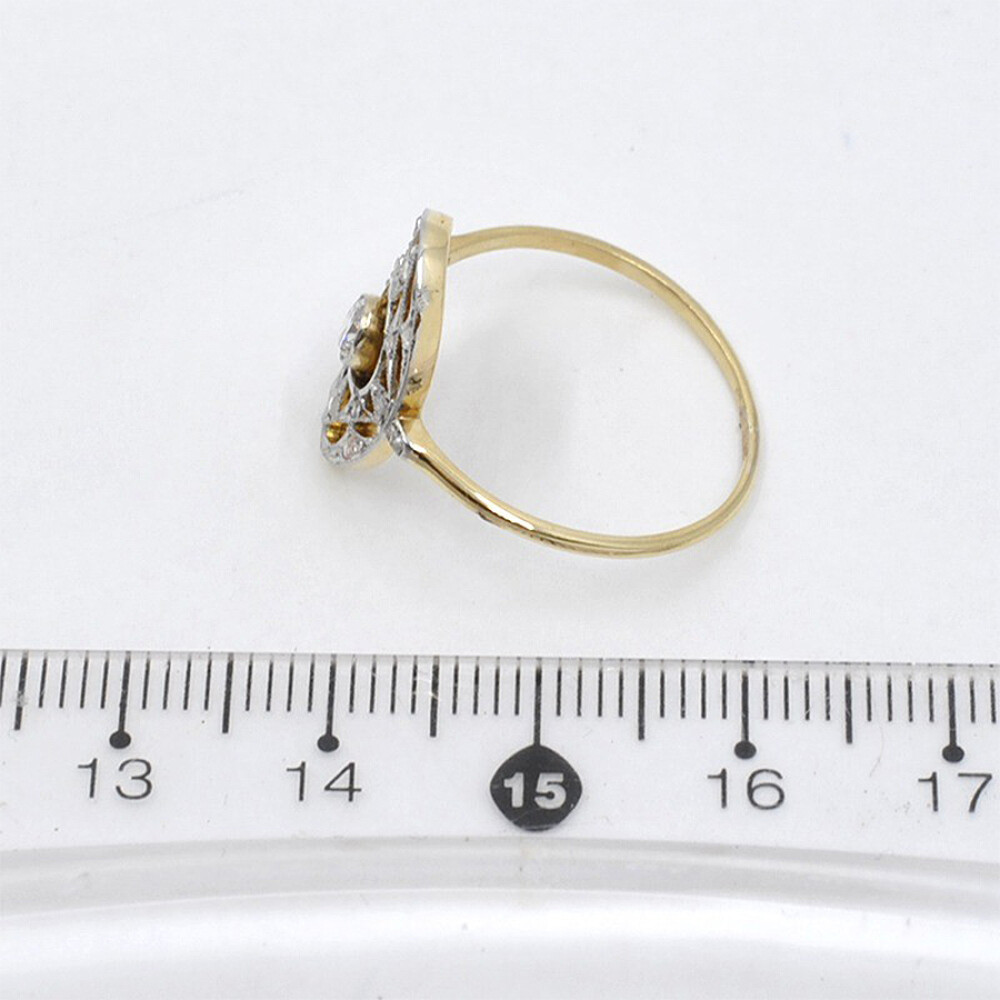 Anillo Antiguo En Oro 18K, Brillantes Y Diamantes Anillo Antiguo En Oro 18K, Brillantes Y Diamantes