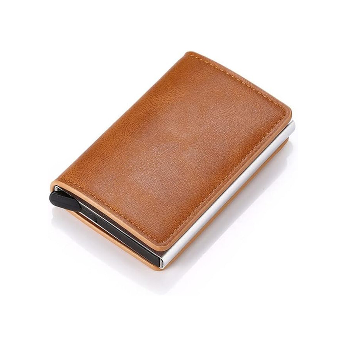 Billetera automatica de cuero - Marron Claro 