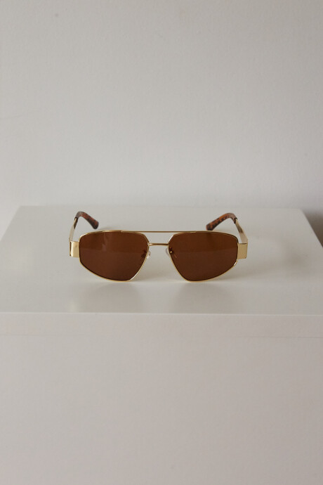 METAL TRIANGLE SUNNIES GOLD/BROWN