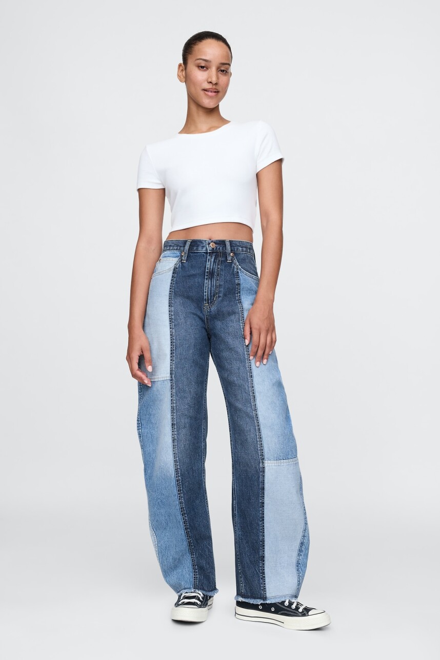 Jean Fast Barrel 2 Tonos Tiro Alto Mujer Medium Indigo 15