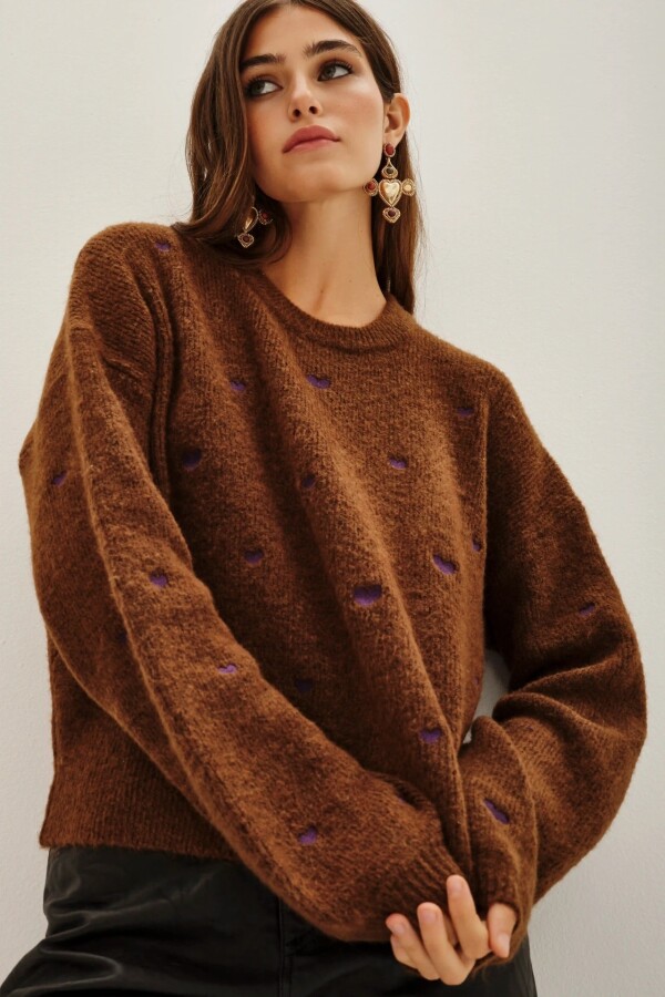 Sweater Little Hearts Marron
