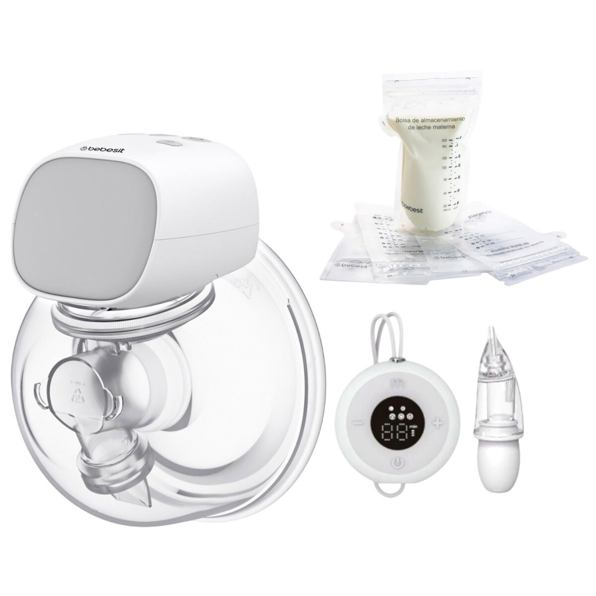 Extractor Leche Bebesit con Aspirador Nasal y Control Remoto + 10 Bolsas de 200ml 