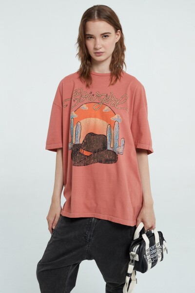 COWGIRL RELAXED TEE Coral