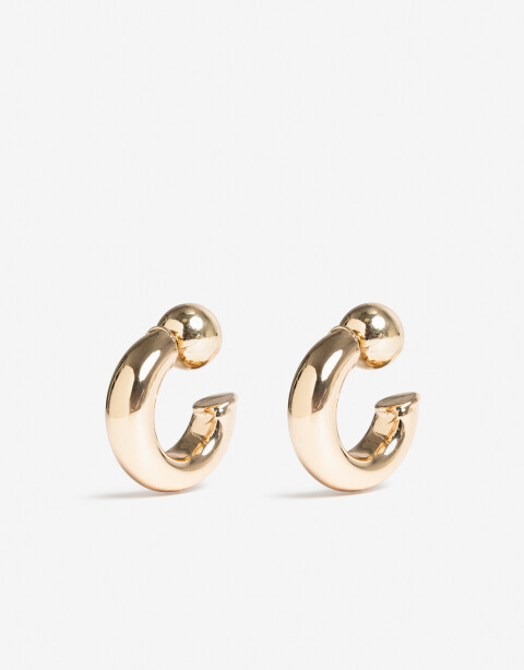Aros Argollas Metal Argollas Metálicas Con Esfera - Dorado
