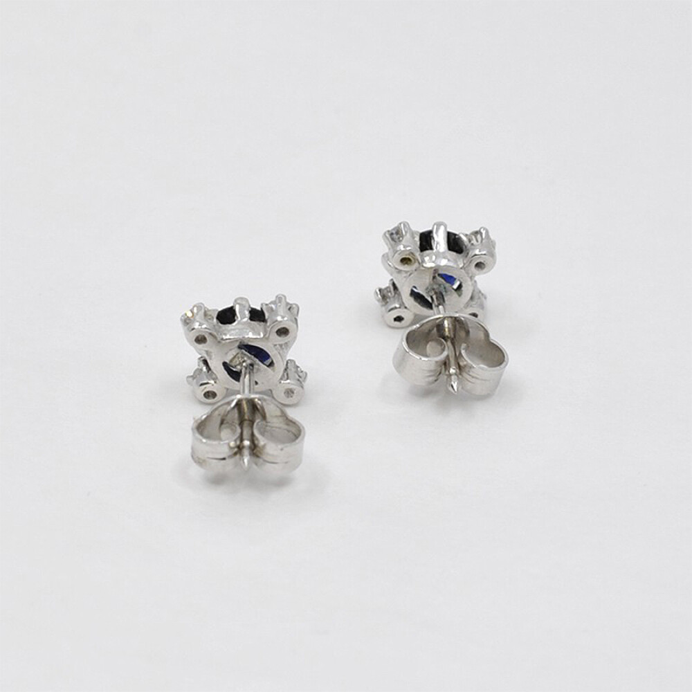 Caravanas oro 18K blanco, brillantes y zafiros Caravanas oro 18K blanco, brillantes y zafiros