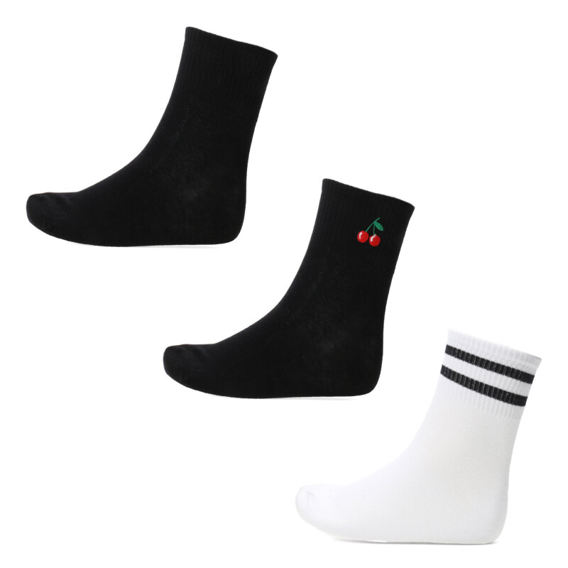 Medias de Mujer Miss Carol pack x3 raya Blanco - Negro