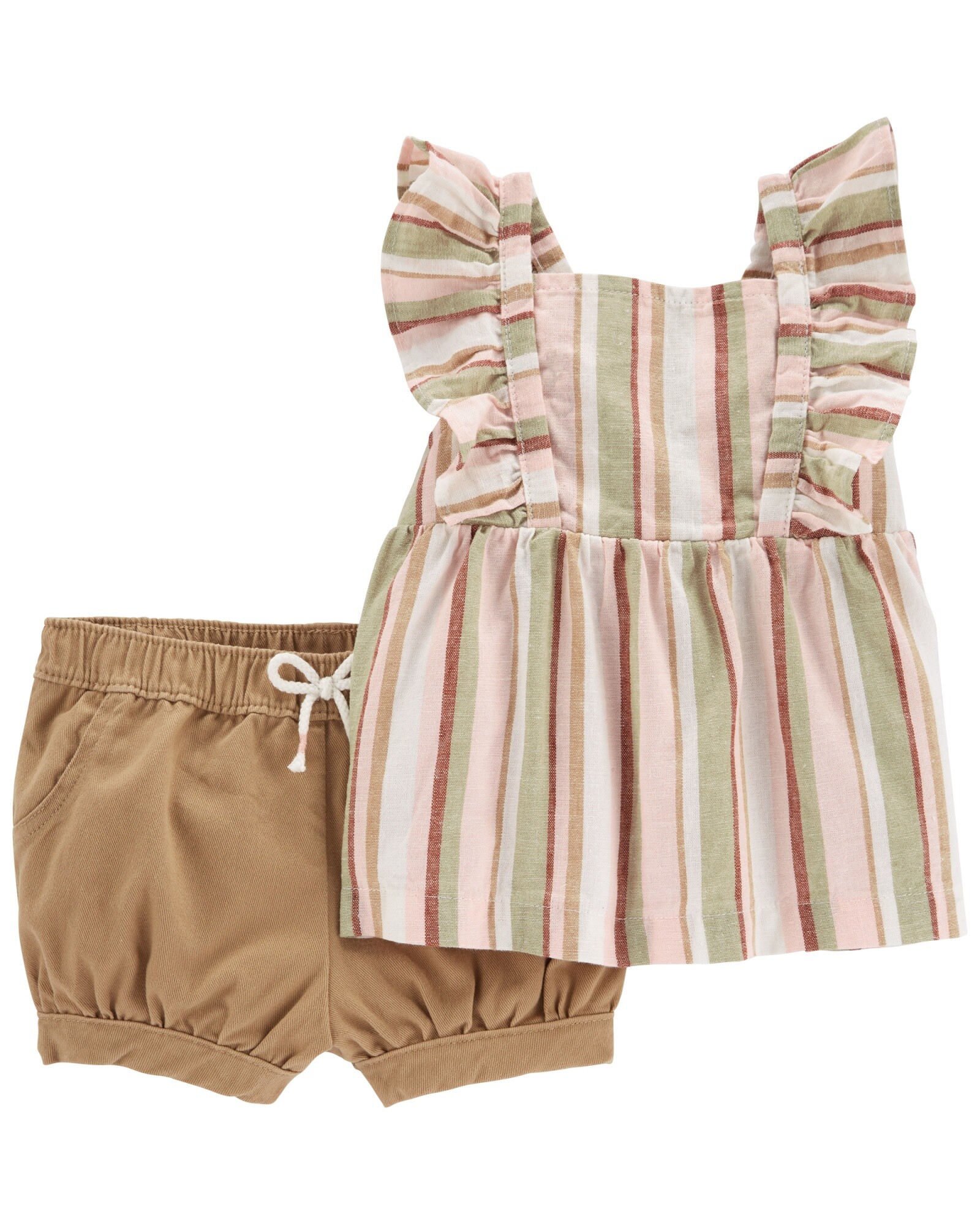 Set dos piezas short con cordón y blusa con volados 0