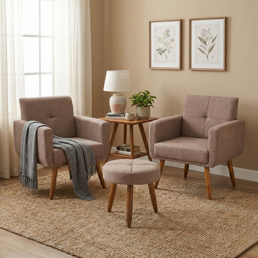 Butaca Havana Moderna x2 + Puff Marrón Butaca Havana Moderna x2 + Puff Marrón