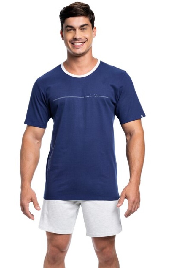 Pijama Manga Corta Hombre Azul
