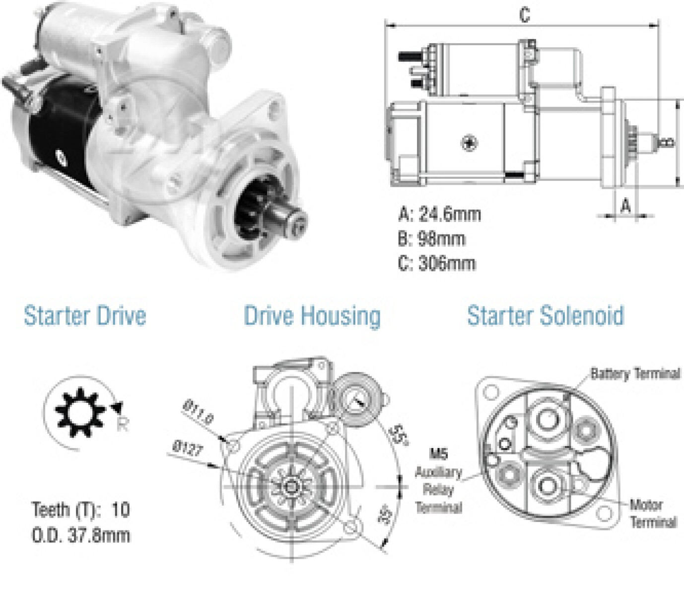 ARRANQUE - D.REMY 29MT 12V 10D VW8-150 9-150 13-180=STR.855 ZM 