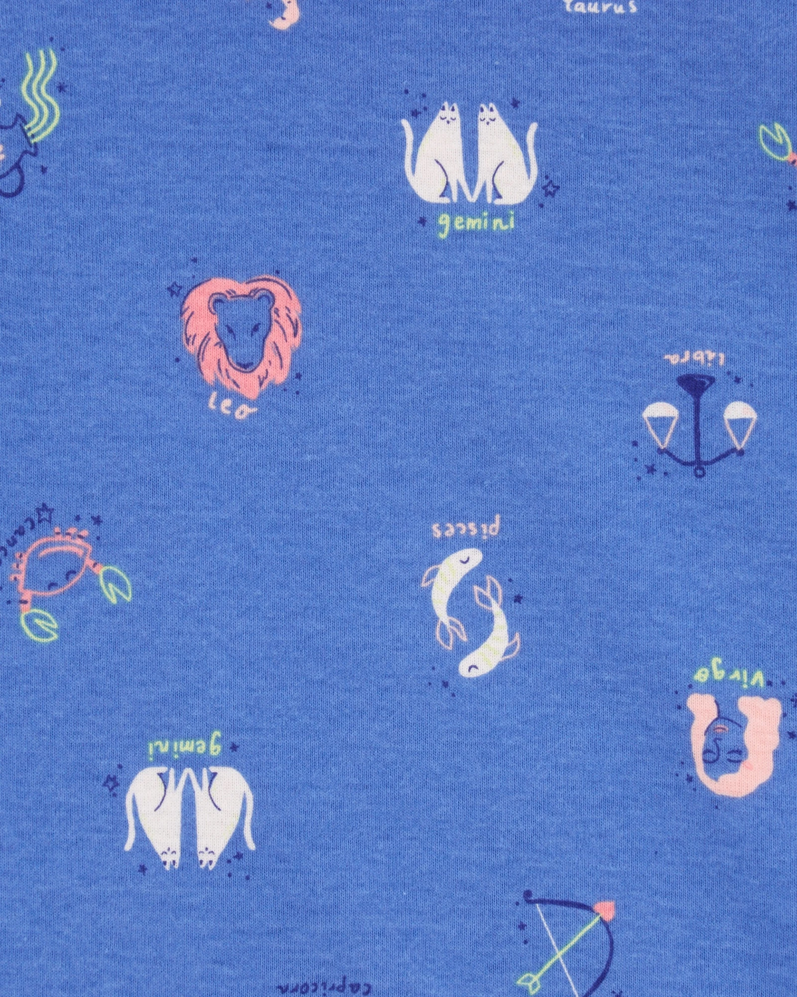 Pijama cuatro piezas de algodón, dos bermudas y dos remeras manga corta diseño zodíaco Pijama cuatro piezas de algodón, dos bermudas y dos remeras manga corta diseño zodíaco