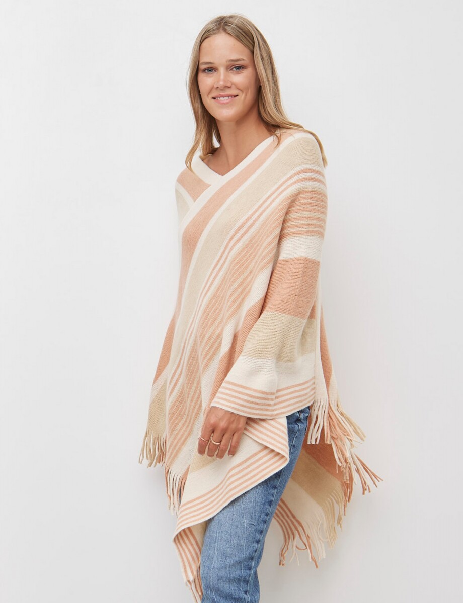 Poncho Soft - Coral/multi 