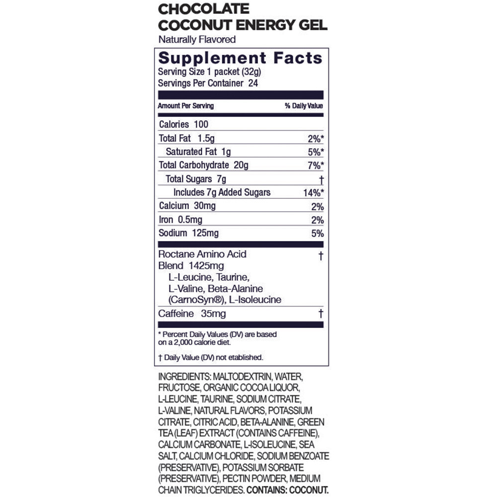 Gel Energizante Roctane Chocolate Coconut con Cafeina Chocolate Coconut