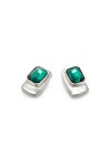 PENDIENTES CON FORMA RECTANGULAR BAÑADOS EN PLATA DE LEY CON CRISTAL VERDE Pendiente