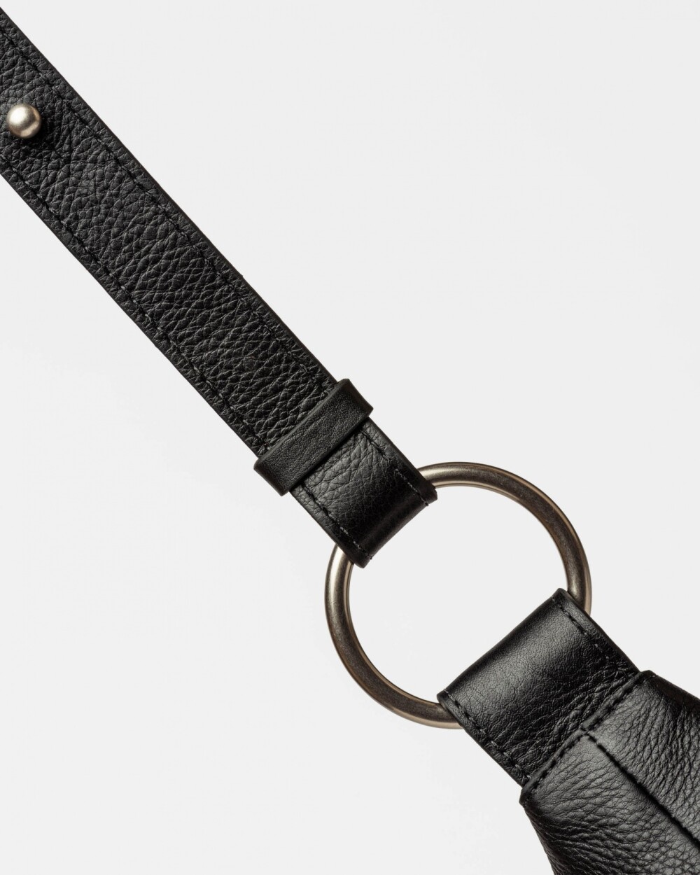 Bandolera Bambú En Cuero Satinado Negro