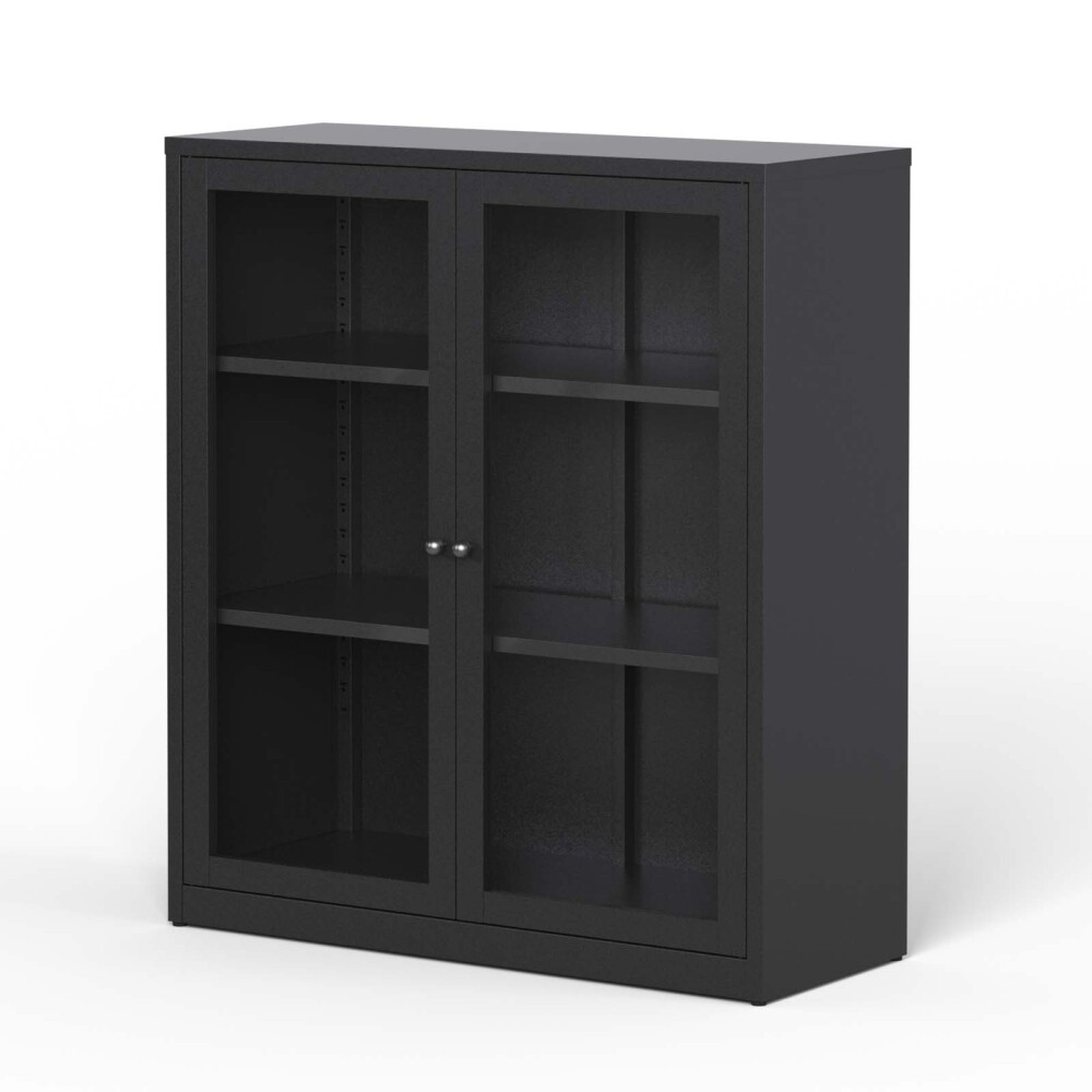 APARADOR 2P VIDRIO METAL NEGRO OLIVIA