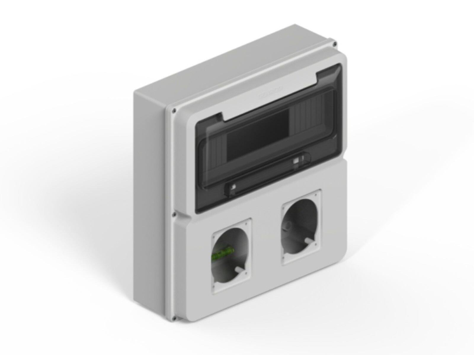 TABLERO EXT IP65 p/12 polos DIN + u módulo p/2 tomas e cap.- Scame/ Steck. GENROD 