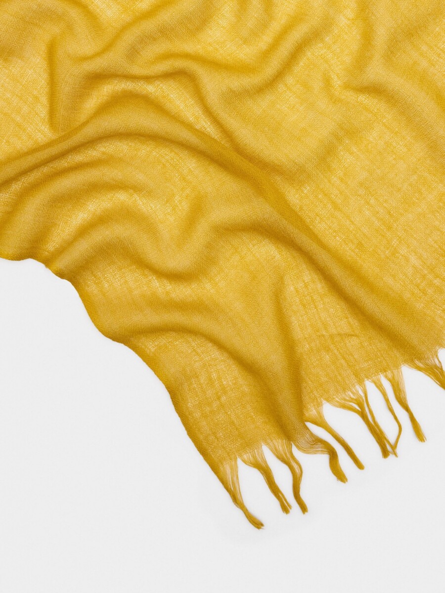 Pashmina De Lana Con Flecos mostaza