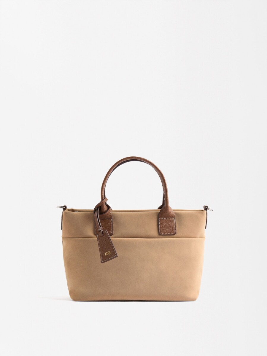 Bolso Tote Con Textura Suave L taupe