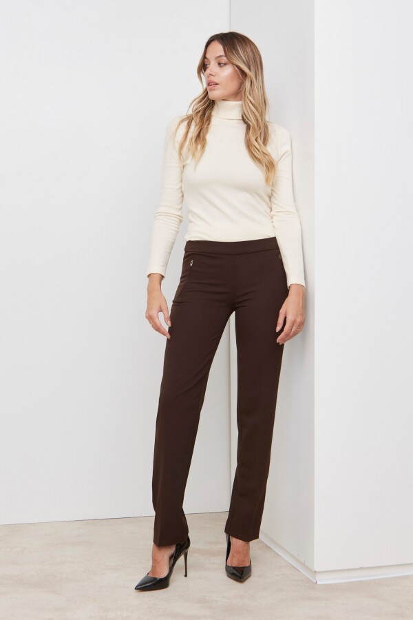 Pantalon Zip MARRON