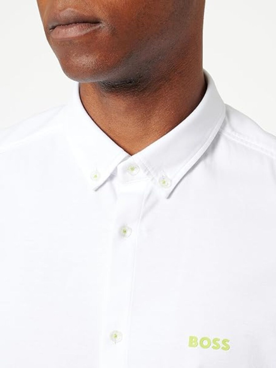 Hugo Boss -Camisa casual manga corta, regular fit, BIADIA - Blanco 