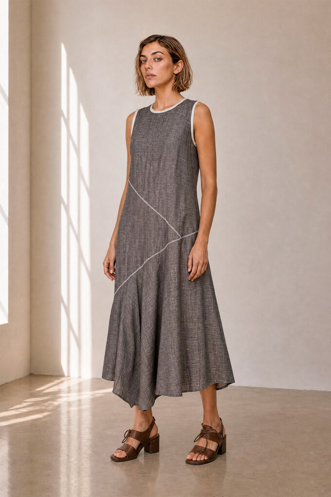 VESTIDO DIAGONAL MARRON