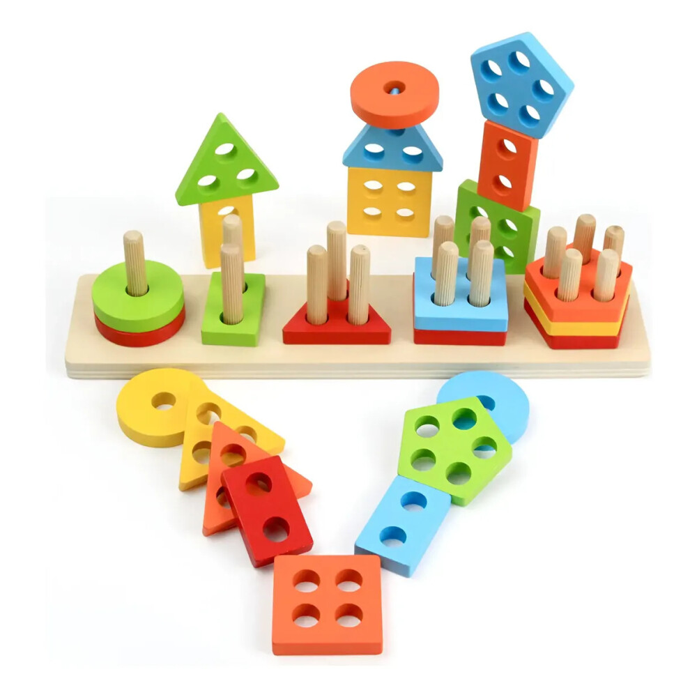 Juego de clasificación y apilamiento de madera Juego de clasificación y apilamiento de madera